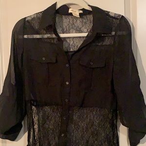 Black lace dress shirt